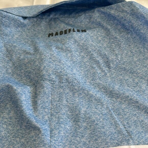 Flat & Anthem Madeflex Performance Chest Striped Polo Blue, XXL, NWT - Picture 4 of 10